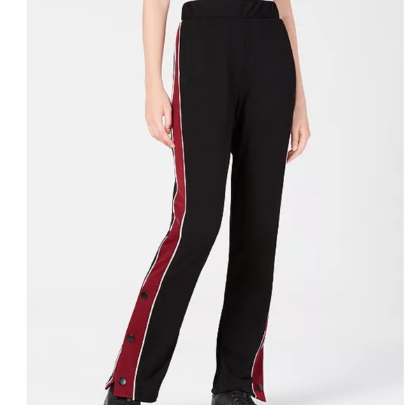 XOXO BLACK Snap-Side Drip Track Pants MAROON WINE White NWT S Caj to Dressy Y2K - Picture 4 of 11
